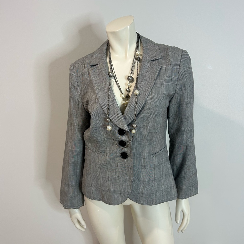 Gorgeous TEENFLO Classic Gray Plaid Blazer❤️12